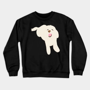 Smiling White Fluffy Maltipoo Dog Crewneck Sweatshirt